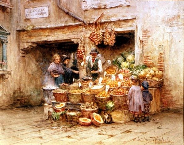 The Fruit Stall (akvarell) av Walter Frederick Roofe Tyndale