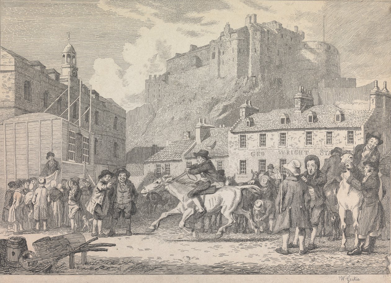 Edinburgh Castle and Horse Fair av Walter Geikie