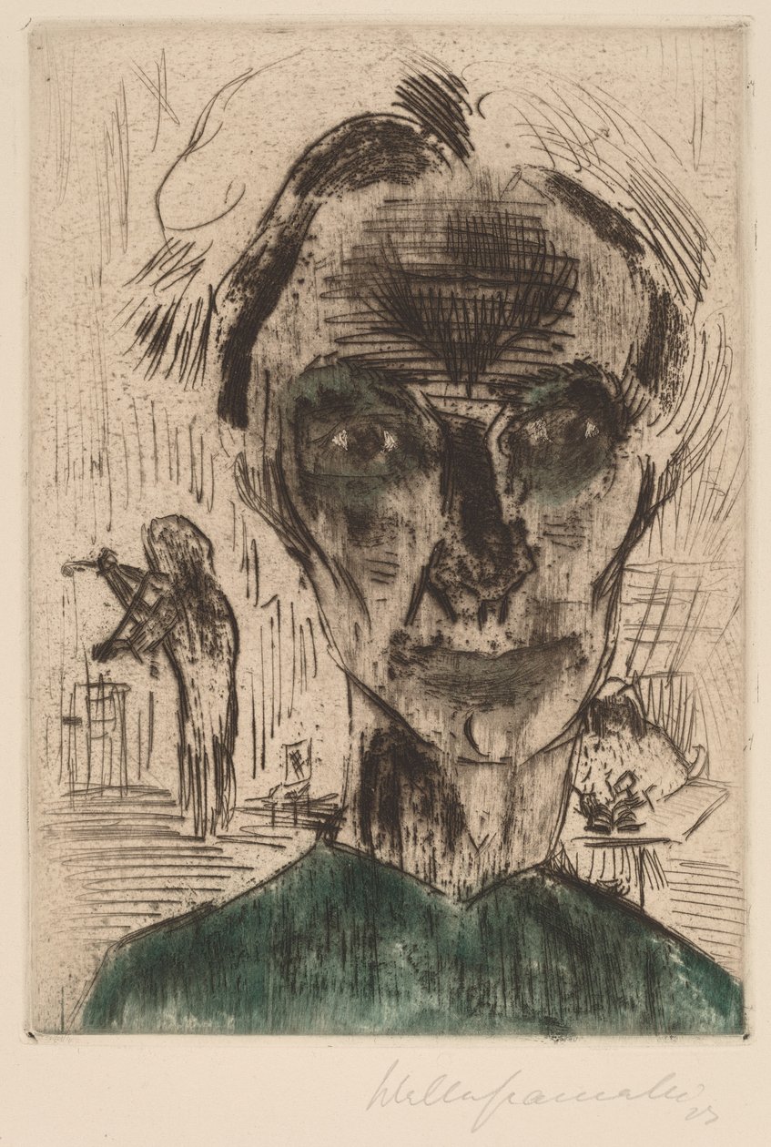 Mann i et rom, selvportrett, 1922-1923. av Walter Gramatte