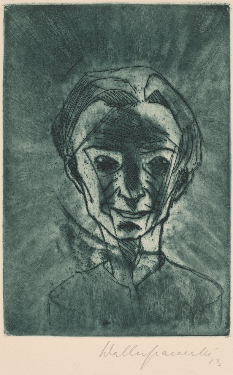 Smilende hode, Selvportrett Smilende hode, Selvportrett, 1923. av Walter Gramatte