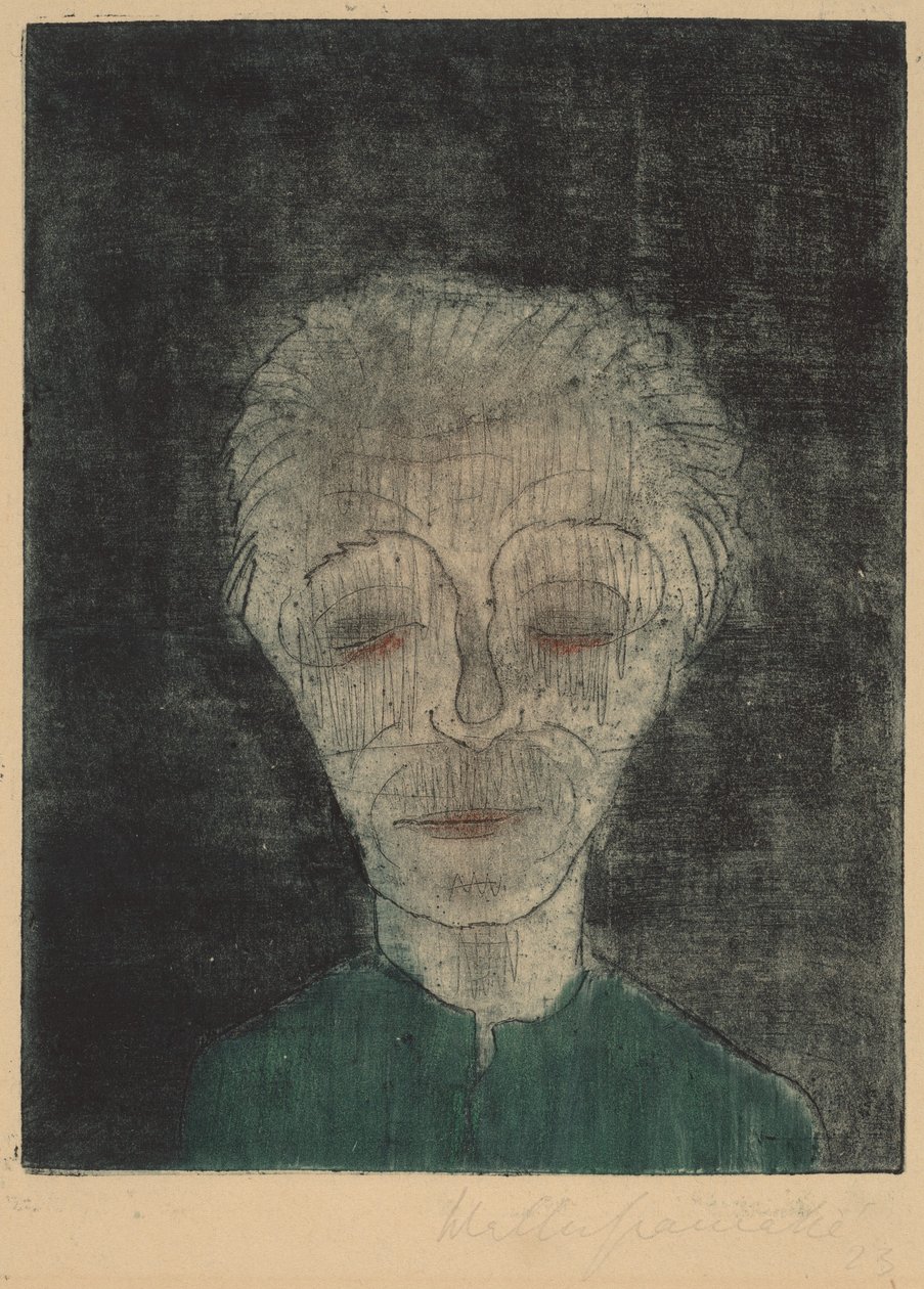 Selvportrett av sliten mann, 1923. av Walter Gramatte