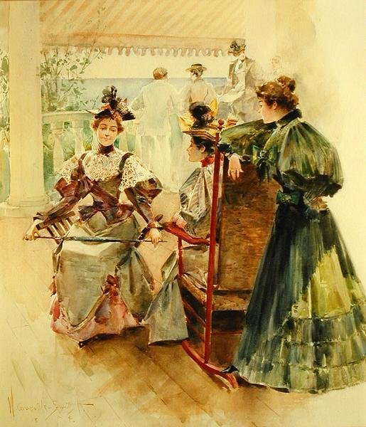 På verandaen (gouache og akvarell på papir) av Walter Granville Smith