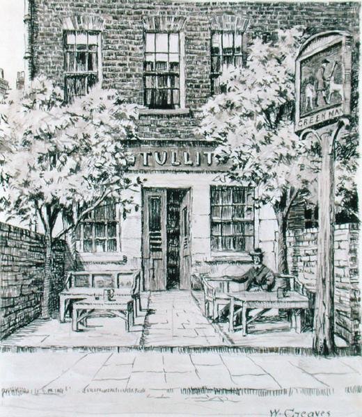 The Green Man, Beaufort Street, Chelsea (blekk på papir) av Walter Greaves