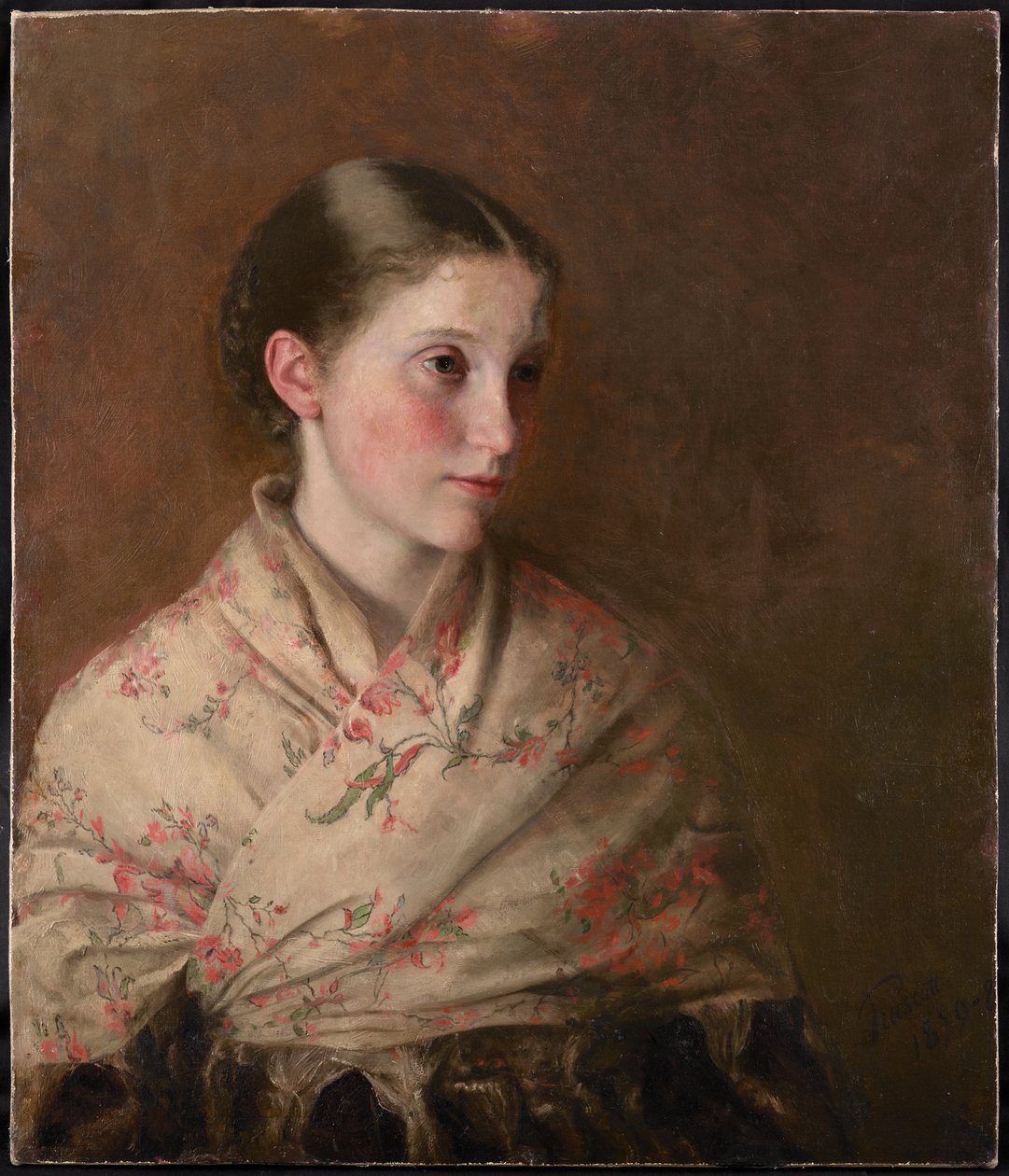En jente i et sjal (olje på lerret) av Walter Henry Truscott