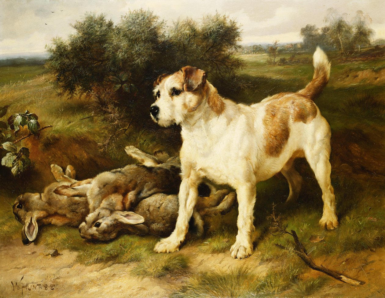 En Fox Terrier med Dagens Bag av Walter Hunt