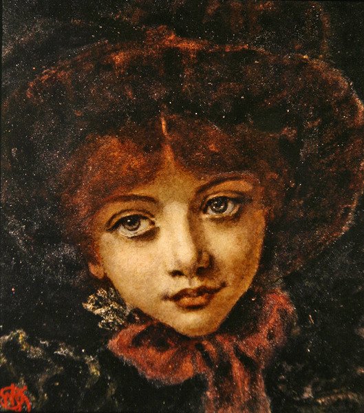 Portrett av Alice Knewstub, kunstnerens datter (akvarell på papir) av Walter John Knewstub
