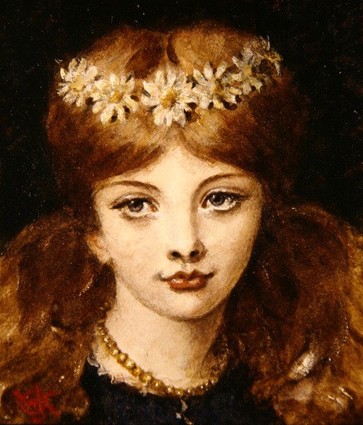 Portrett av Alice Knewstub, kunstnerens datter (akvarell på papir) av Walter John Knewstub