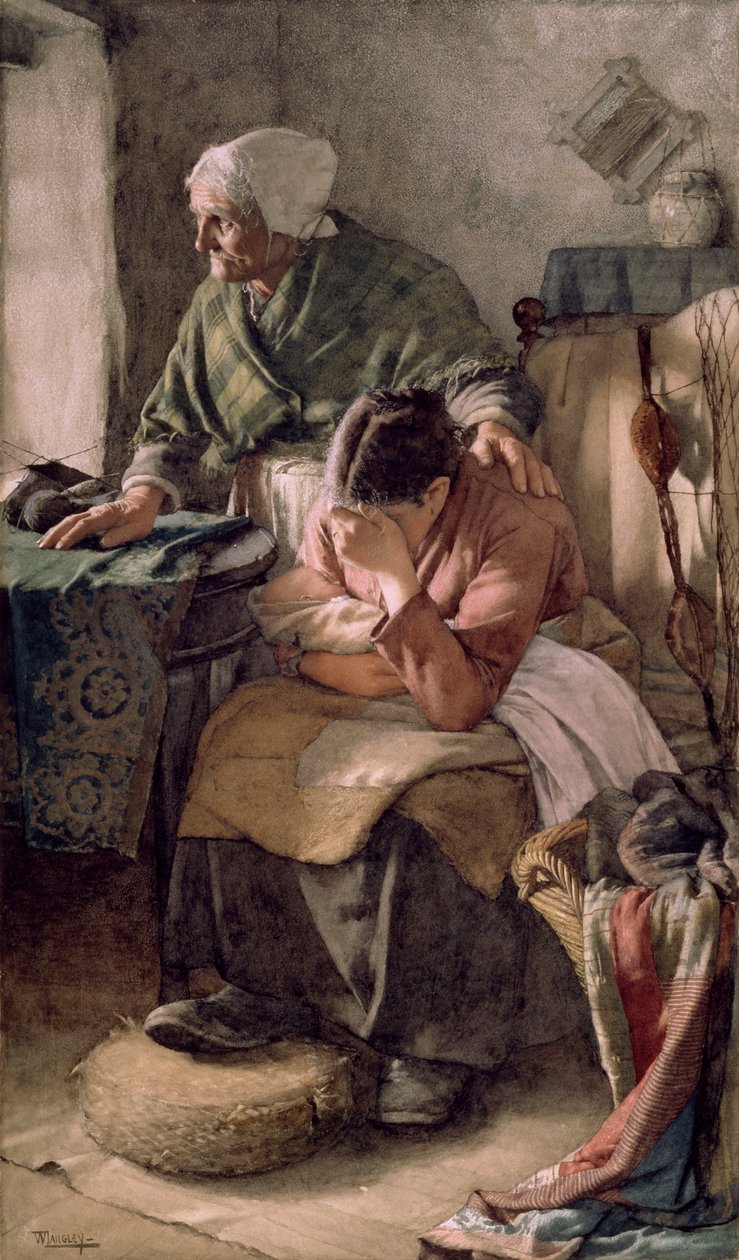 "Men menn må jobbe og kvinner må gråte", 1883 av Walter Langley