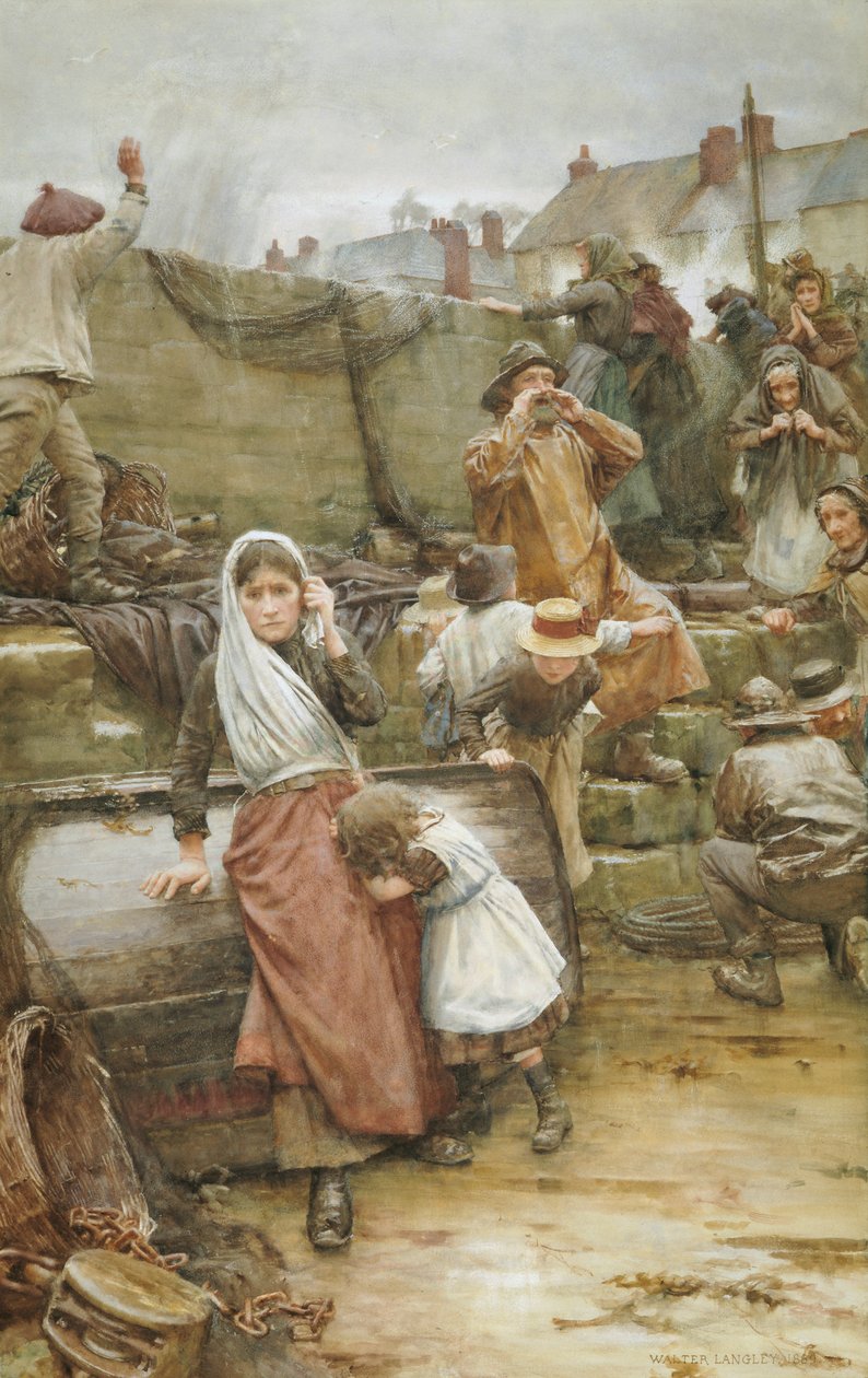 Katastrofescene i en kornisk fiskelandsby, 1889 av Walter Langley