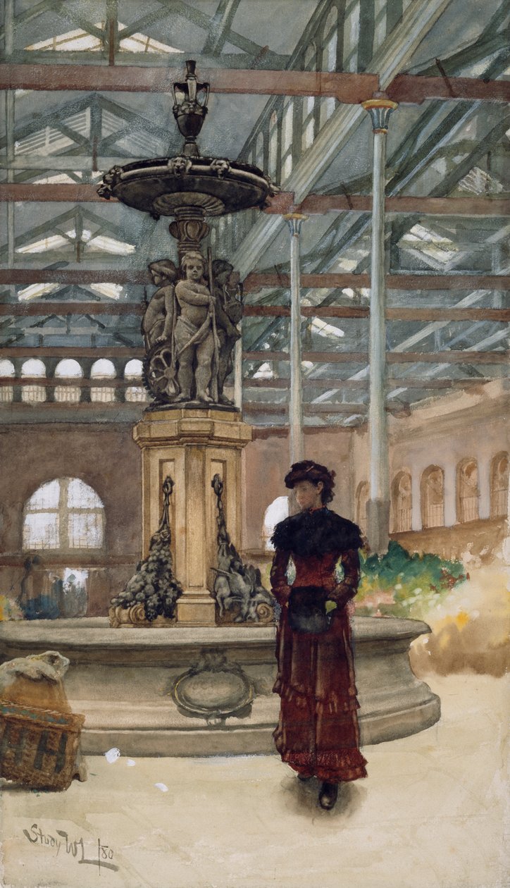 Old Market Hall and Fountain, Birmingham av Walter Langley