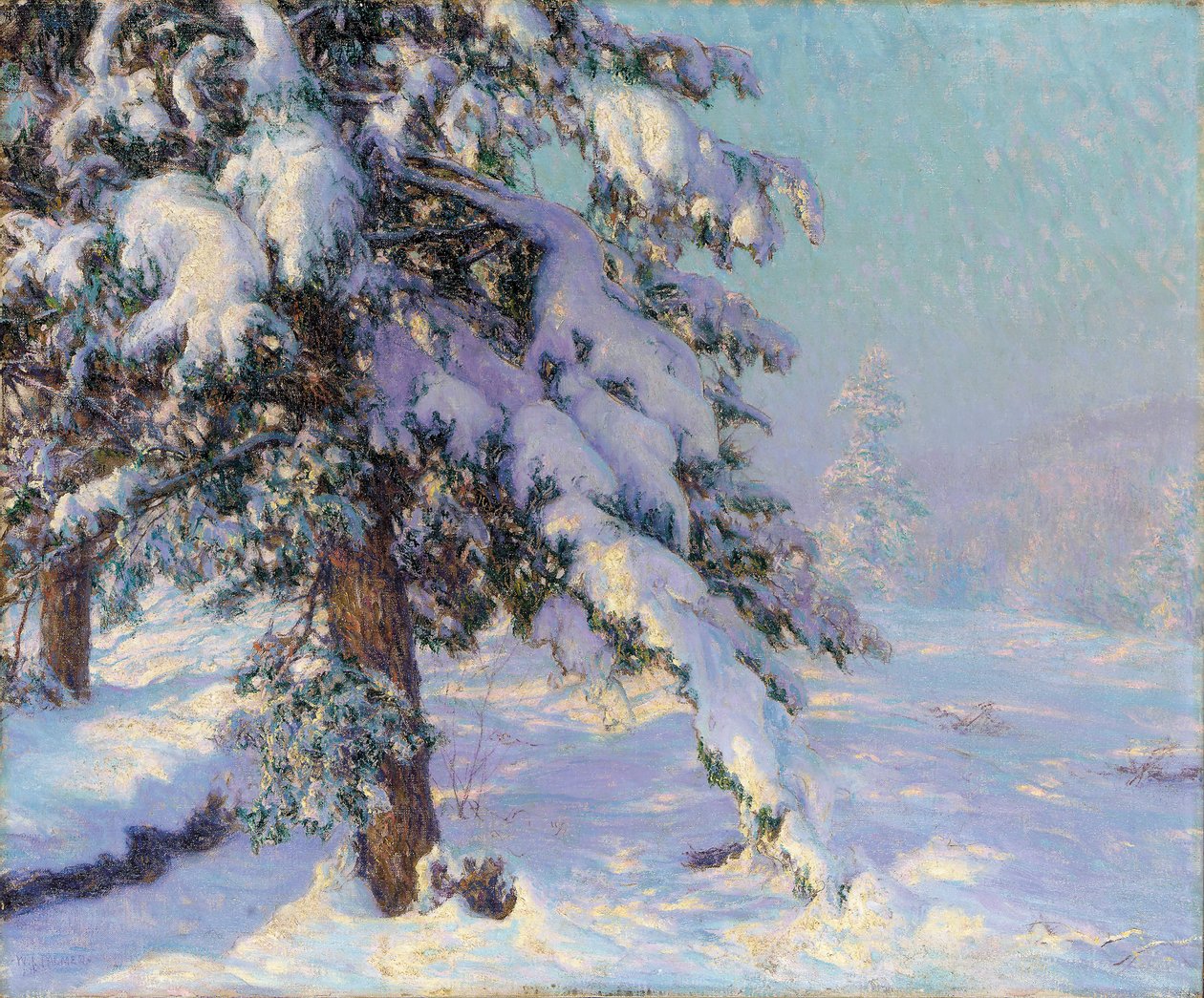 Snow-Laden (olje på lerret) av Walter Launt Palmer