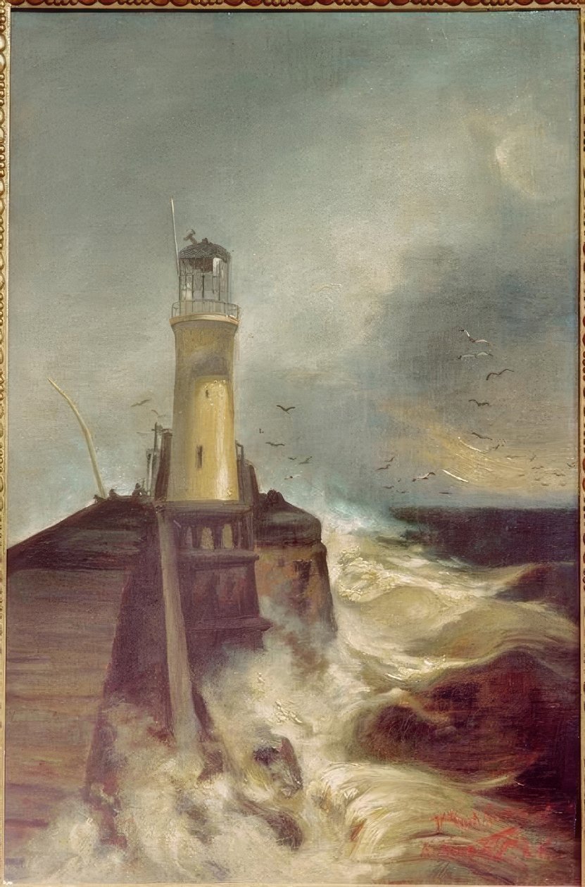 Brygge med fyr av Walter Leistikow