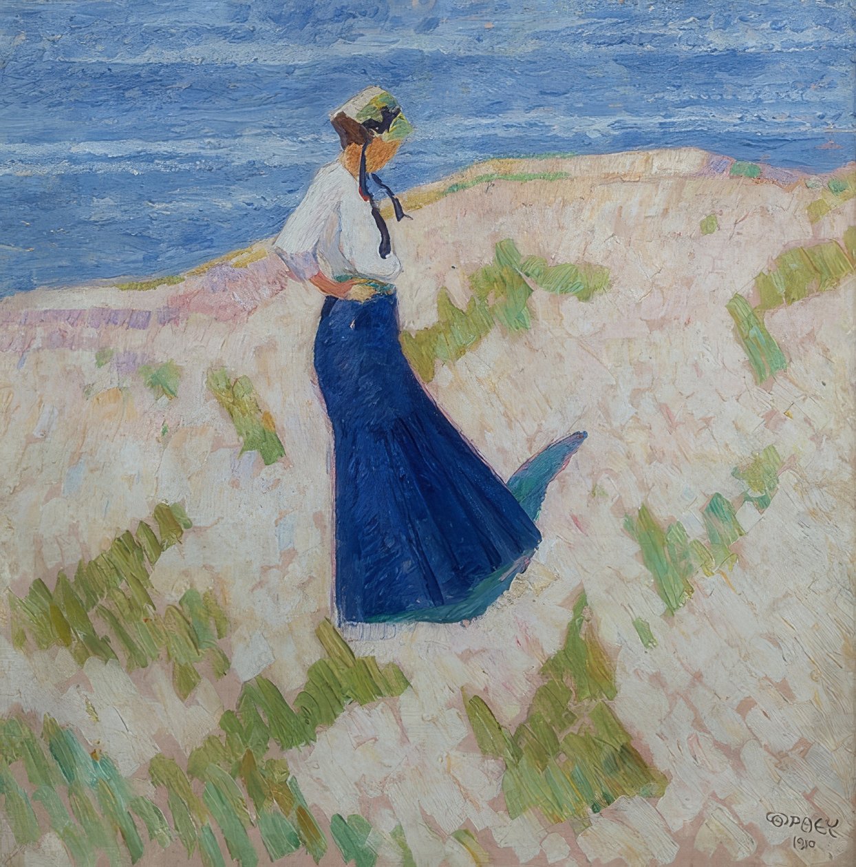 Bernhardine Bornemann på stranden i Heist. 1910 av Walter Ophey