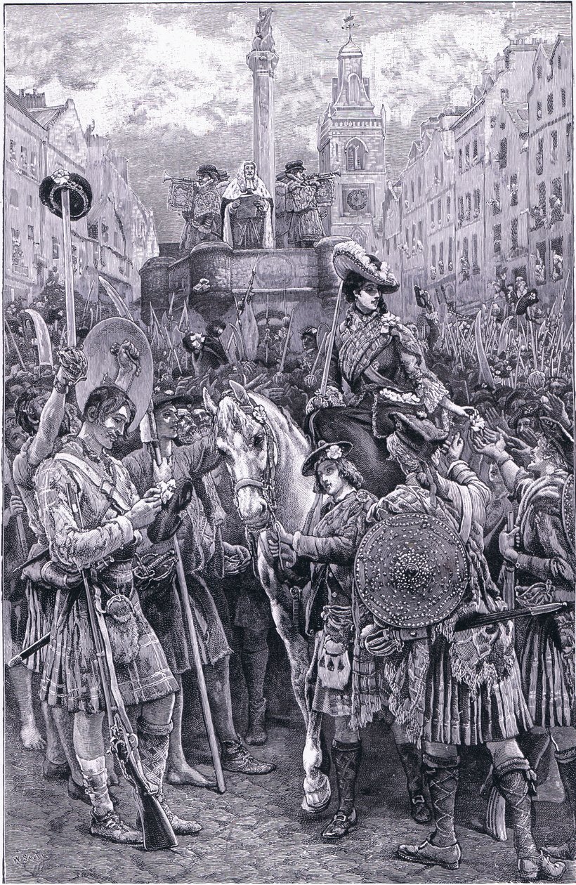 Proklamasjon av den gamle pretender som kong James VIII ved Edinburgh Cross av Walter Paget