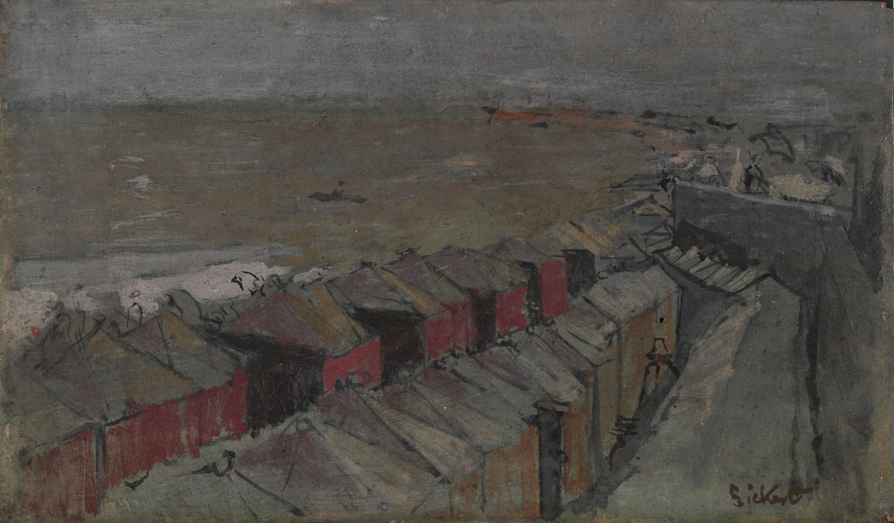 Badehytter, Dieppe, ca. 1890 (olje på panel) av Walter Richard Sickert