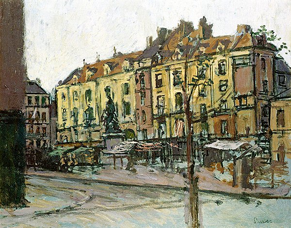 La Place Nationale med le Grande Duquesne, Dieppe (olje på lerret) av Walter Richard Sickert