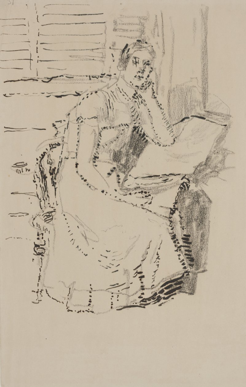 Seated Figure (pen & ink with charcoal on paper) av Walter Richard Sickert