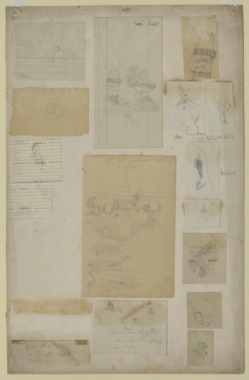 Flere studier (blyant på papir) av Walter Richard Sickert