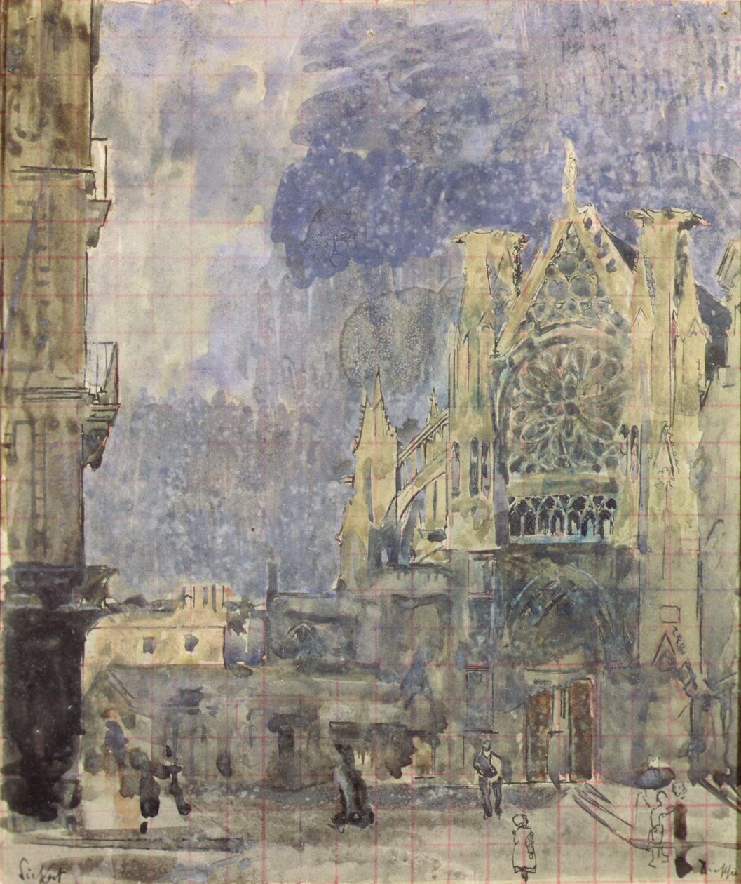 St. Jacques Facade, Dieppe, ca. 1899 (akvarell og blekk på papir) av Walter Richard Sickert