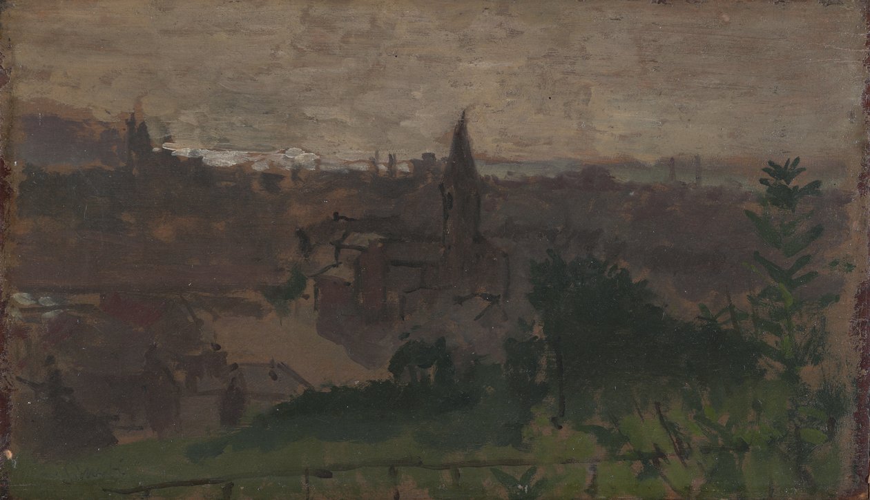 Utsikt over Dieppe med Eglise du Pollet, ca. 1890 av Walter Richard Sickert