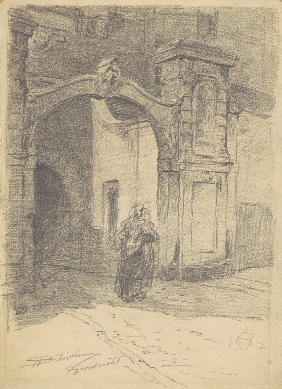 Dordrecht, ca. 1870-77 (grafitt på vevd papir) av Walter Shirlaw