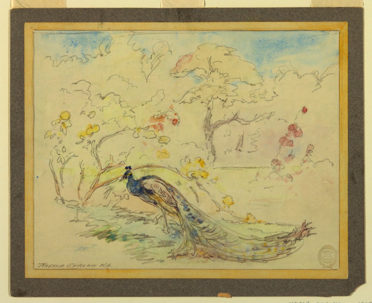 Påfugl i en hage av Walter Shirlaw