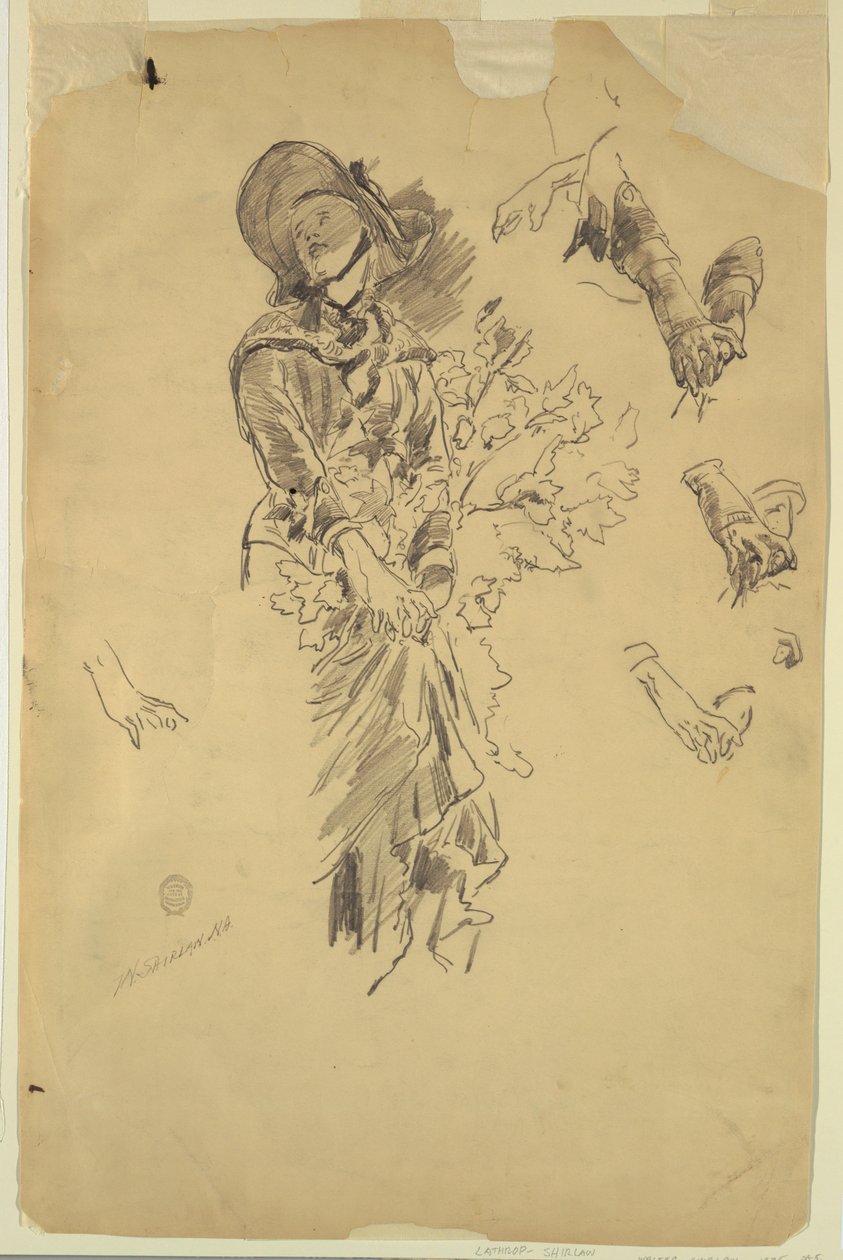Studie av figur for "In the Mountains" av Walter Shirlaw