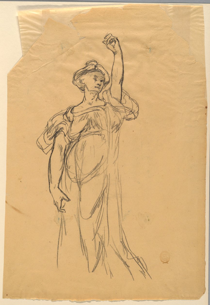 Studie av figur med hevet arm av Walter Shirlaw
