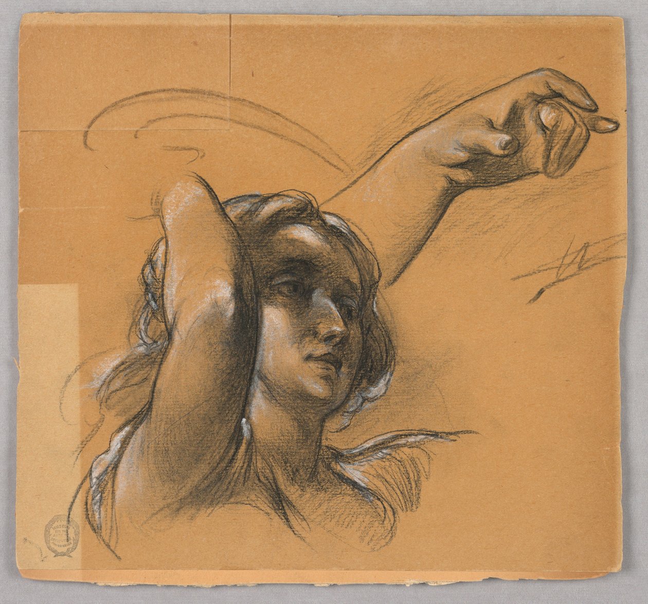 Studie av hodet og armene til en figur av Walter Shirlaw