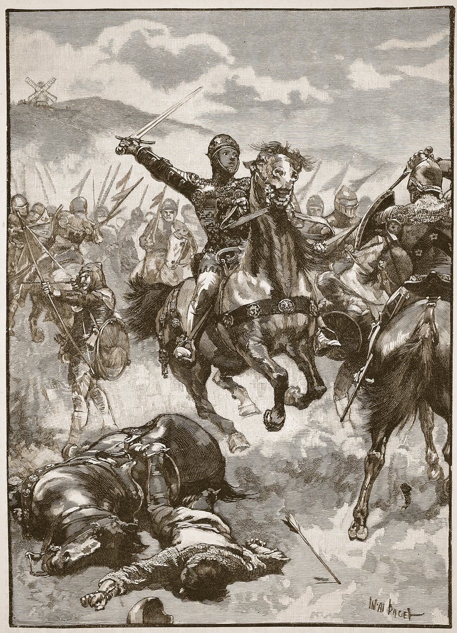 The Black Prince at the Battle of Crecy, illustrasjon fra 