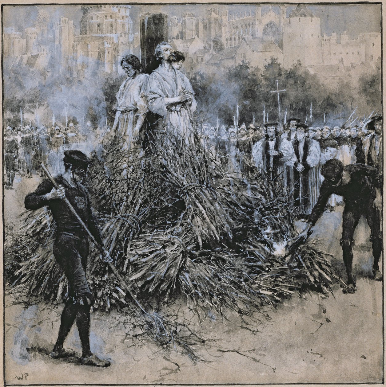 The Martyrdom of Robert Testwood (akvarell på papir) av Walter Stanley Paget