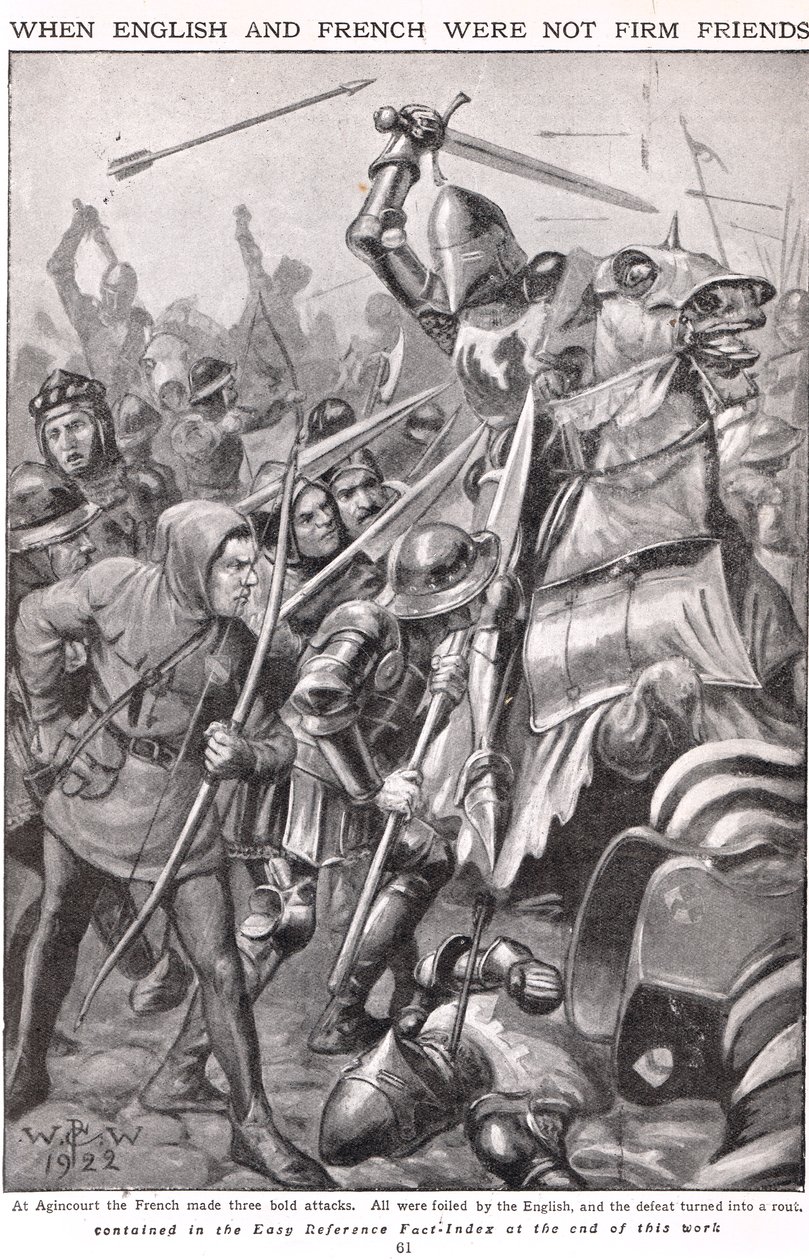Da franskmennene og engelskmennene kjempet ved Agincourt, illustrasjon 