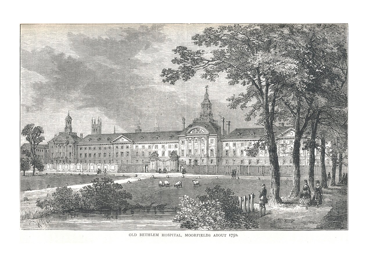Gamle Betlem sykehus. Moorfields rundt 1750, 1878 av Walter Thornbury