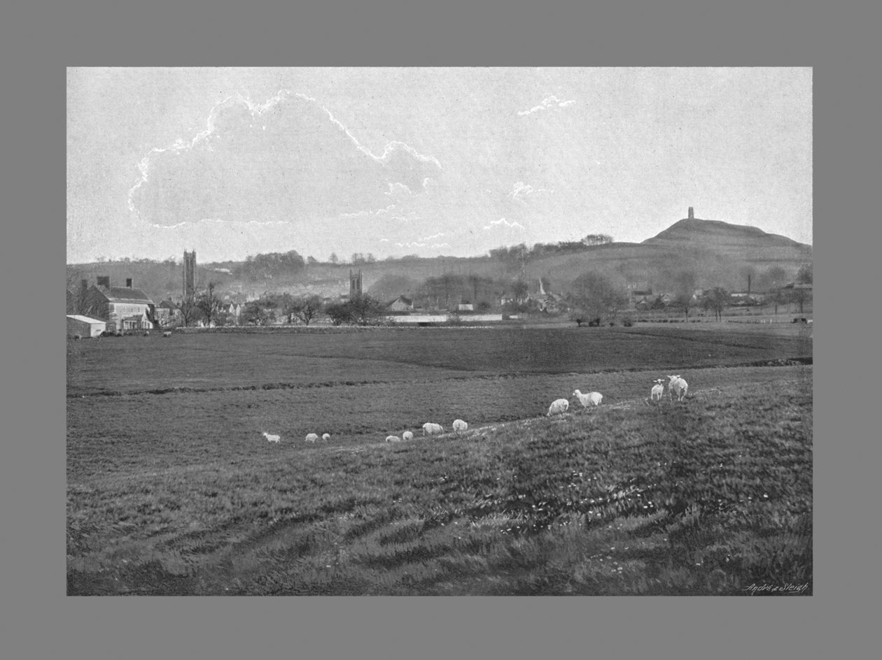 Glastonbury and the Tor, ca 1900 av Walter Tully