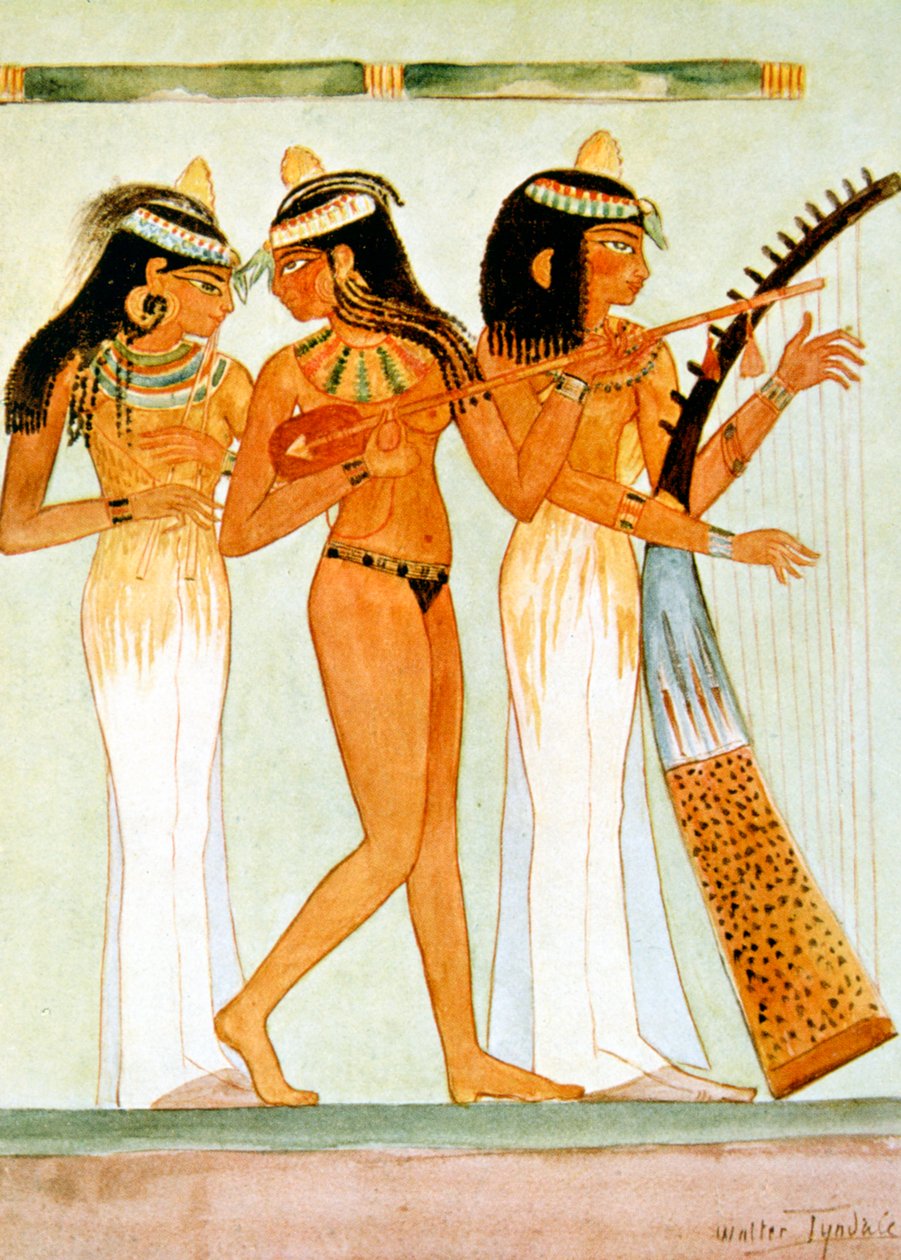 Gamle egyptiske musikere og en danser, 1910 av Walter Tyndale
