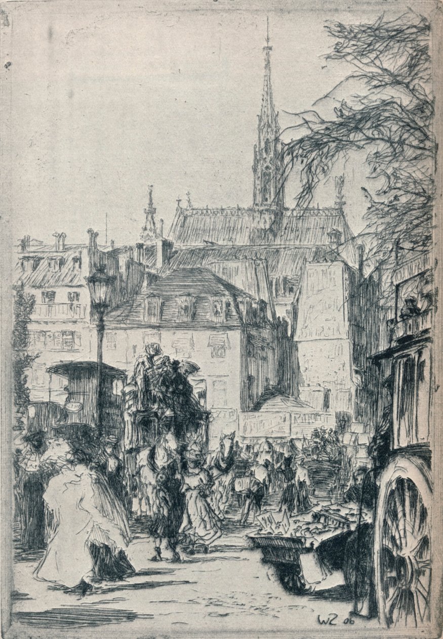 Place St. Michel, Paris, c1913 av Walter Zeising