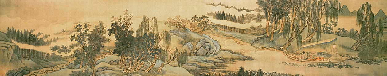 Handscroll som viser et landskap med kolofondiktet, Fishing in Willow Brook, kinesisk, 1706 (se også 142752) av Wang Hui