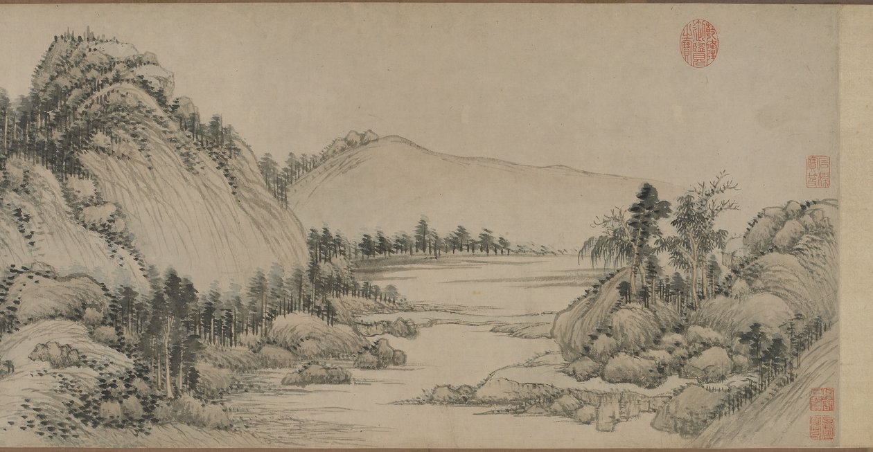 Bo i Fuchun-fjellene etter Huang Gongwang, Qing-dynastiet, 1672 (blekk og farge på papir) av Wang Hui