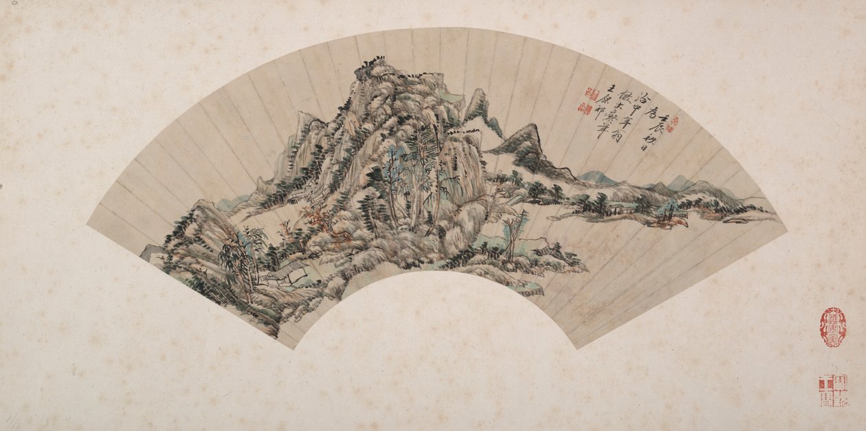 Landskap i stil med Huang Gongwang av Wang Yuanqi