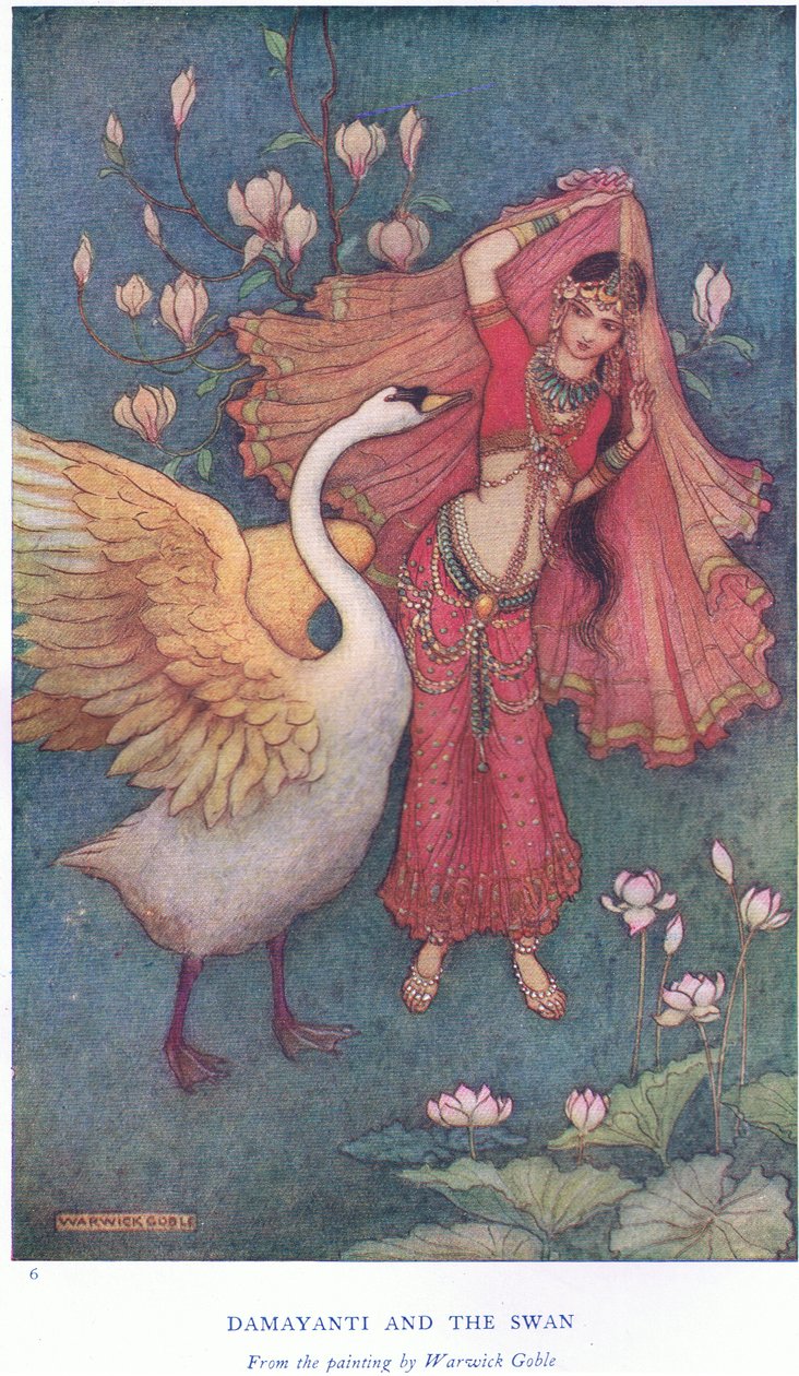 Damayanti og svanen av Warwick Goble