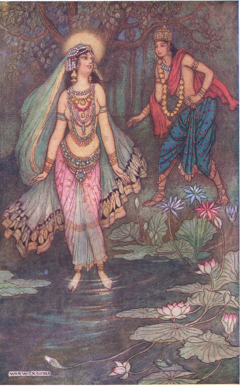 Shantanu møter gudinnen Ganga av Warwick Goble