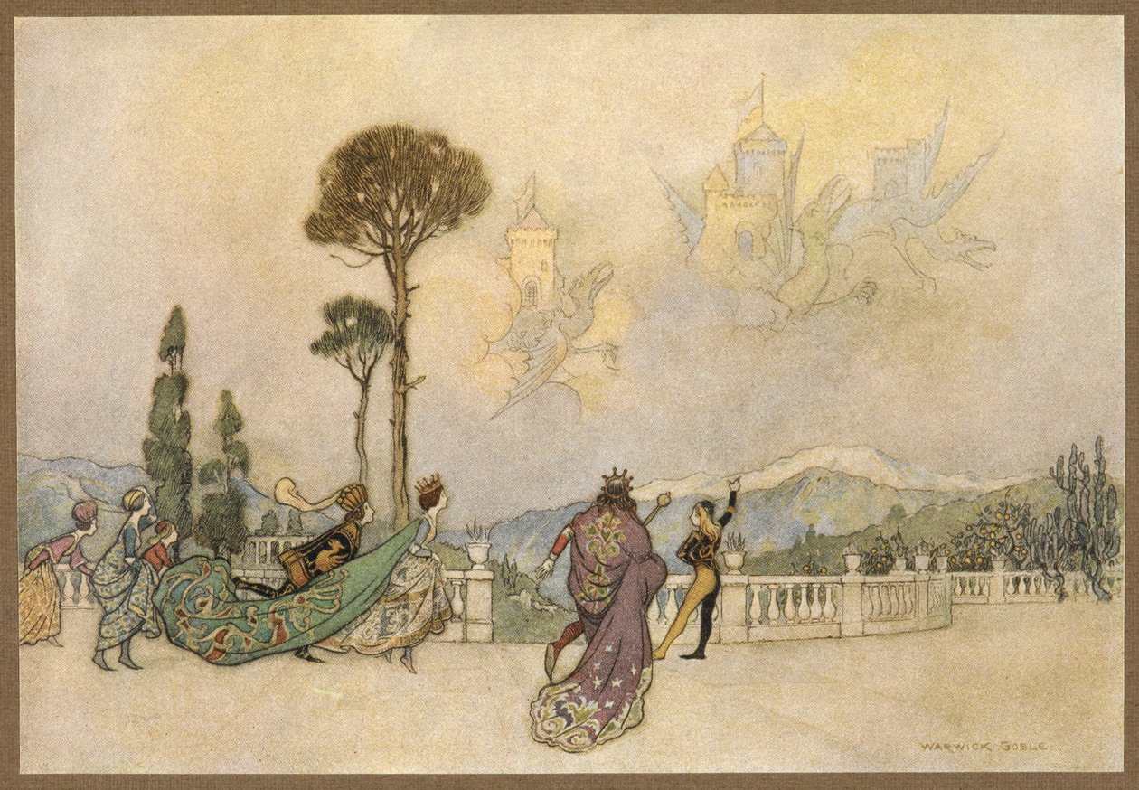 The Castles in the Air, fra The Dragon. av Warwick Goble