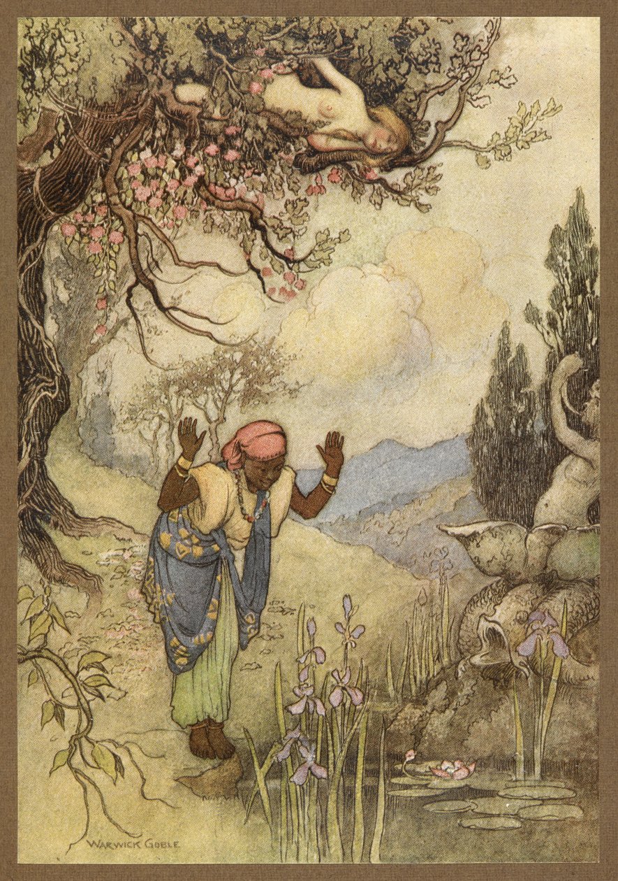 The Slave at the Well fra The Three Citrons. av Warwick Goble
