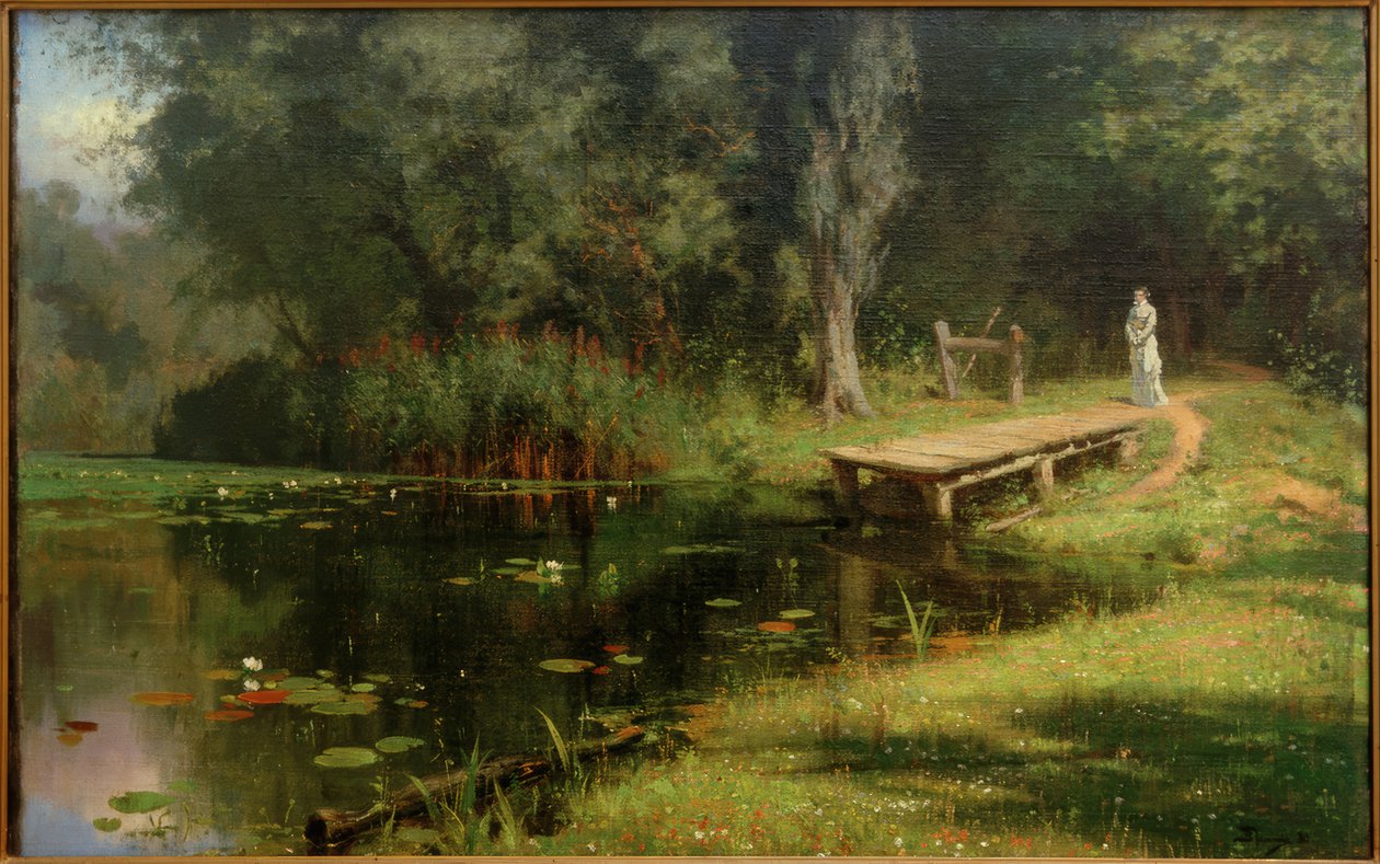 Gjengrodd dam av Vasilij Dmitrievich Polenov