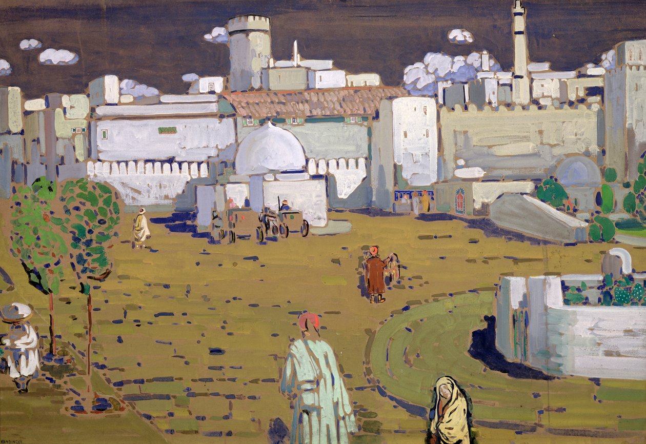 En arabisk by, 1905 (tempera på kort) av Wassily Kandinsky