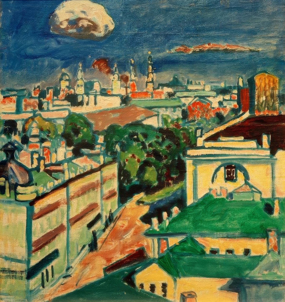 Utsikt over Moskva fra vinduet til Kandinskys leilighet av Wassily Kandinsky