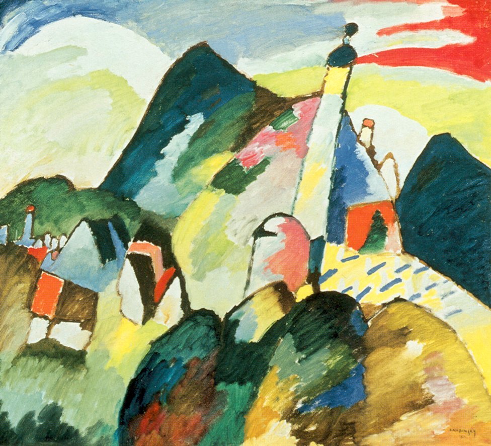 Utsikt over Murnau med kirken av Wassily Kandinsky