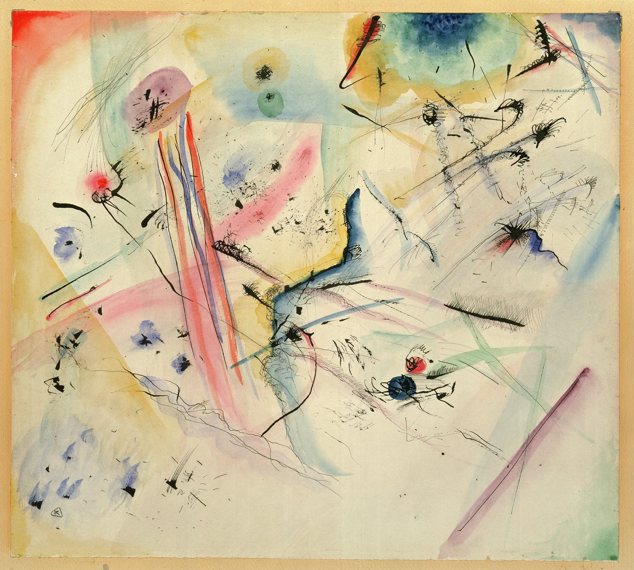Komposisjon med røde og blå striper, 1913 av Wassily Kandinsky