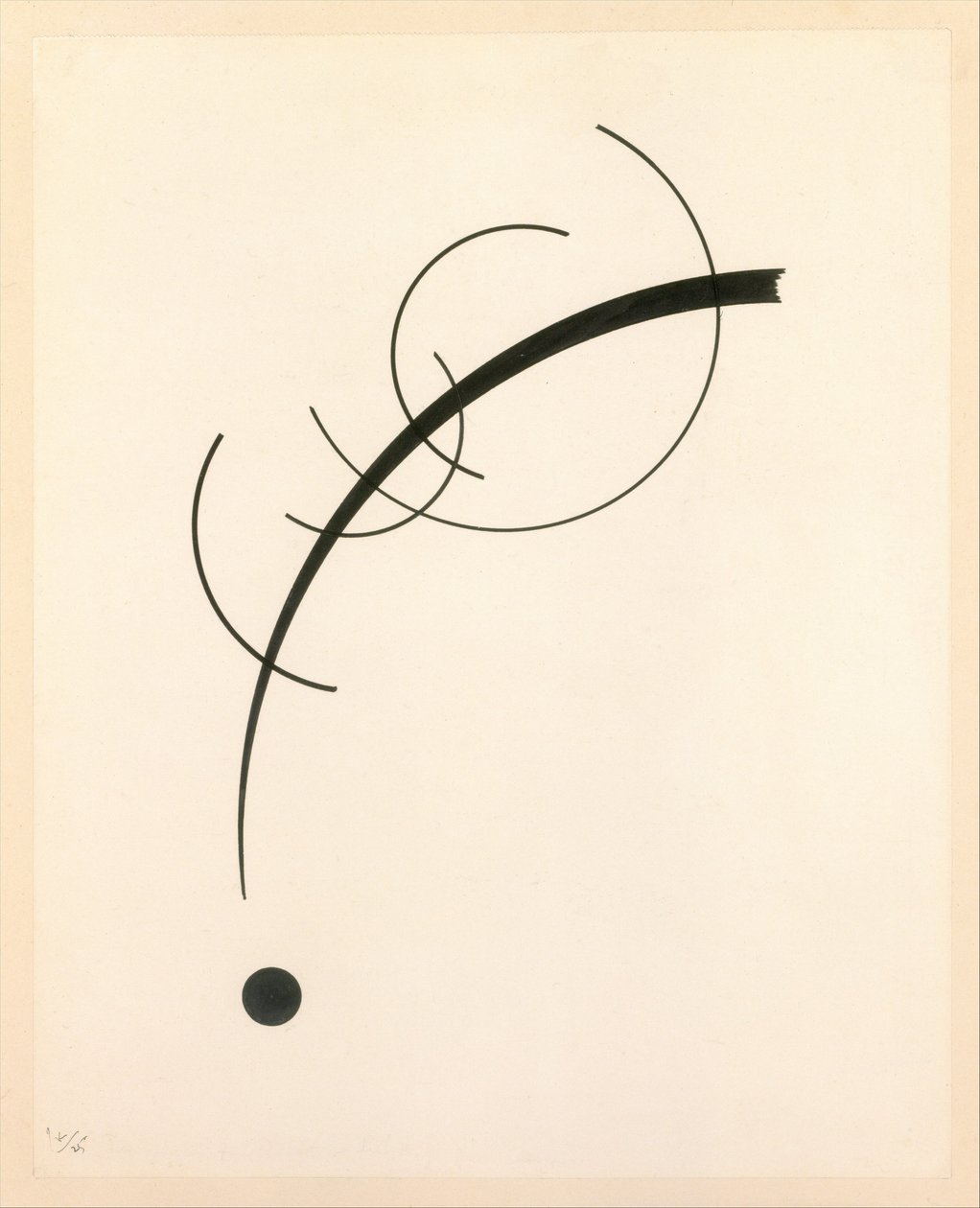 Free Curve to the Point - Accompanying Sound of Geometric Curves, 1925 (blekk på papir) av Wassily Kandinsky
