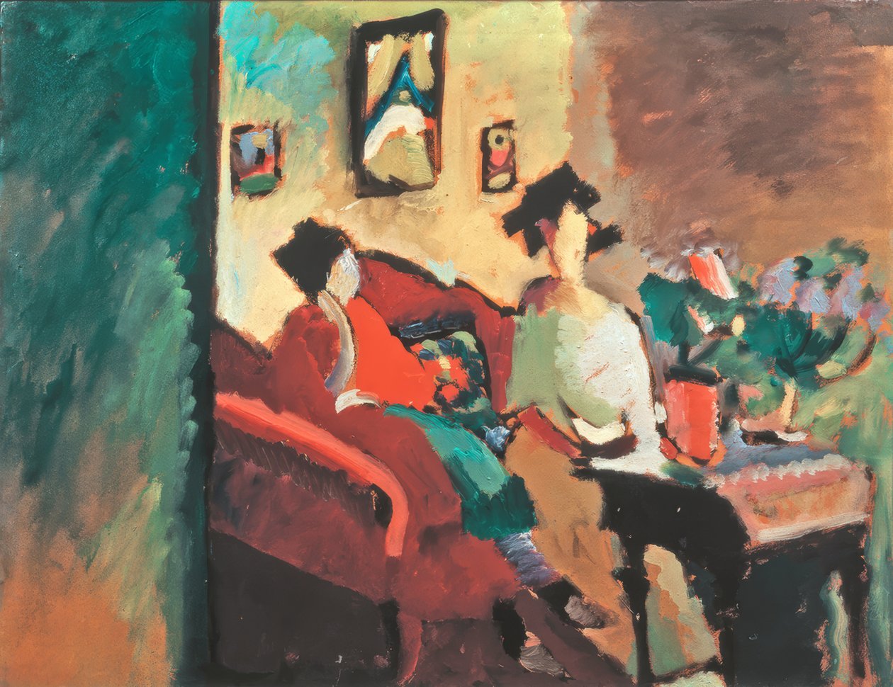 Interiør (med Gabriele Münter og Marianne von Werefkin) av Wassily Kandinsky